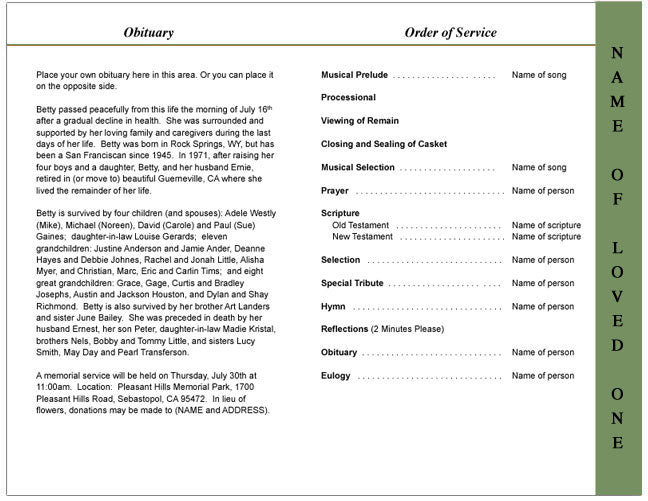 Redeemed 4-Sided Graduated Funeral Program Template.