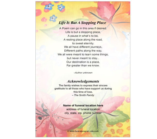 Flora 4-Sided Graduated Funeral Program Template.