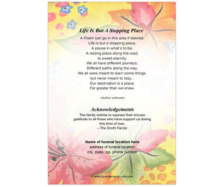 Flora 4-Sided Graduated Funeral Program Template.