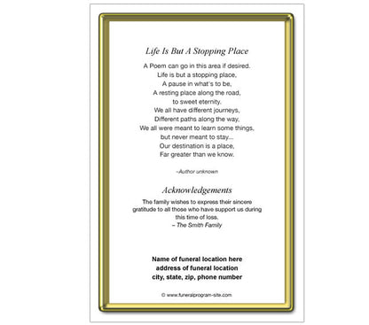 Embassy 4-Sided Graduated Funeral Program Template.