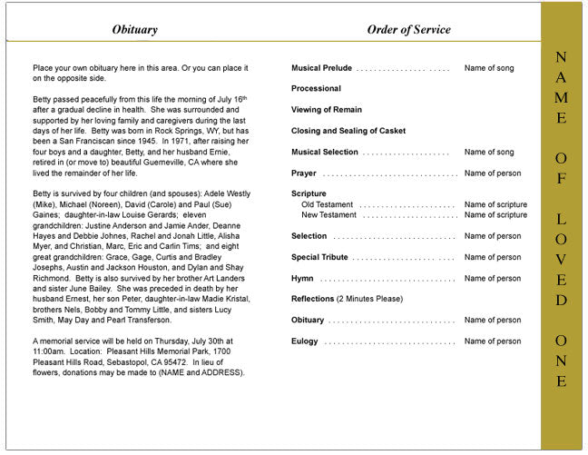 Embassy 4-Sided Graduated Funeral Program Template.