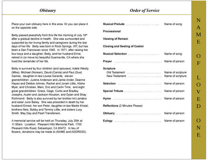 Embassy 4-Sided Graduated Funeral Program Template.