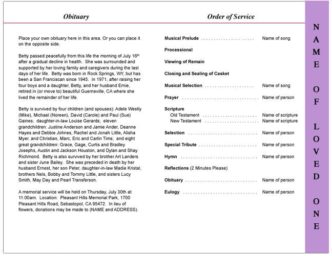 Rapture 4-Sided Graduated Funeral Program Template.