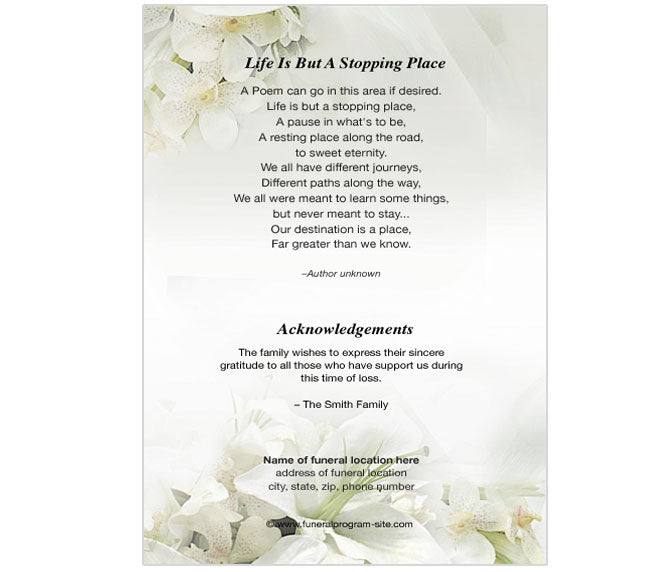 Lily 8 Sided Graduated Funeral Program Template Funeral Program Site Lily 8 Sided Graduated Funeral Program Template Funeral Program Site