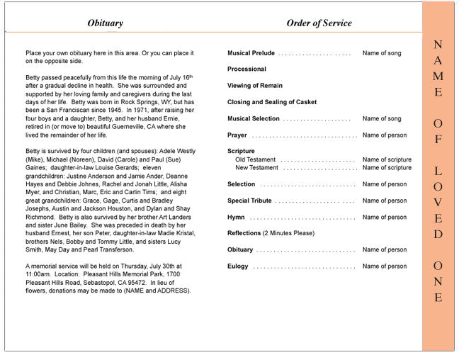 Garland 4-Sided Graduated Funeral Program Template.