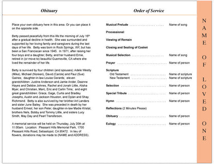 Garland 4-Sided Graduated Funeral Program Template.