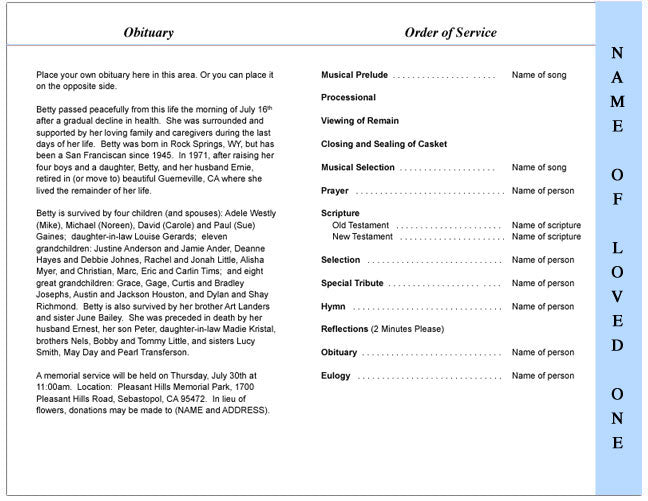 Salvation 4-Sided Graduated Funeral Program Template.