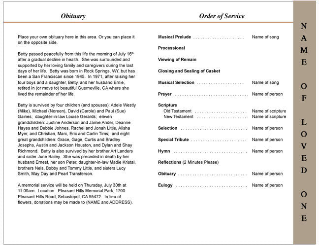 Tapestry 4-Sided Graduated Funeral Program Template.