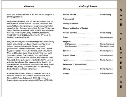 Tapestry 4-Sided Graduated Funeral Program Template.