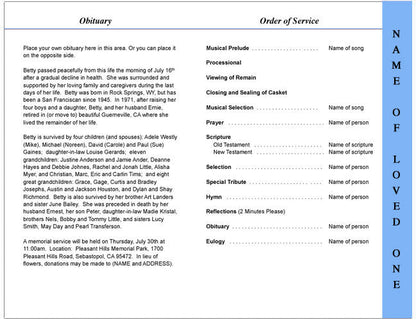 Sand Dunes 4-Sided Graduated Funeral Program Template.