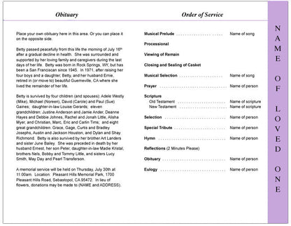 Lupus 4-Sided Graduated Funeral Program Template.