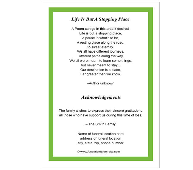 Dedication 4-Sided Graduated Funeral Program Template.