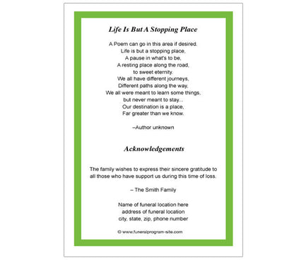 Dedication 4-Sided Graduated Funeral Program Template.