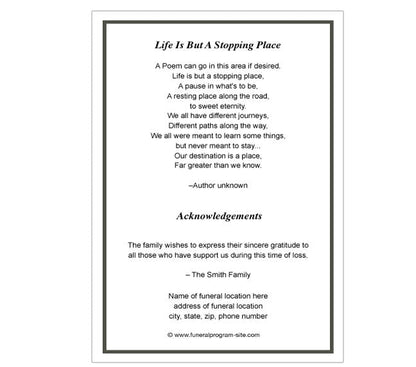 Madison 4-Sided Graduated Funeral Program Template.