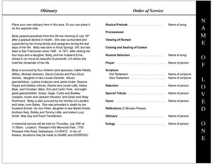 Madison 4-Sided Graduated Funeral Program Template.