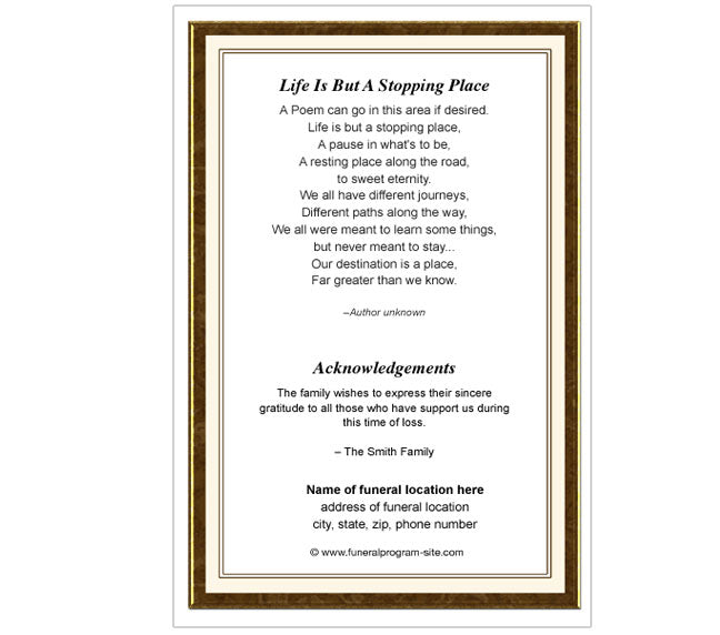 Creative 4-Sided Graduated Funeral Program Template.