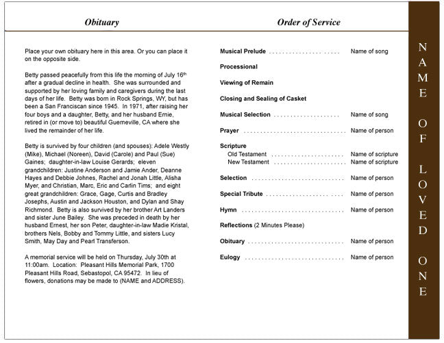 Creative 4-Sided Graduated Funeral Program Template.