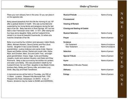 Creative 4-Sided Graduated Funeral Program Template.