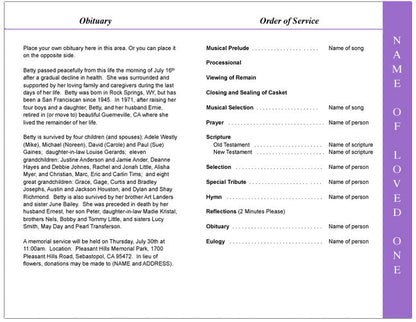 Delicate 4-Sided Graduated Funeral Program Template.