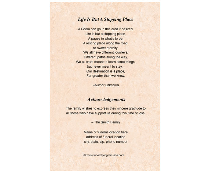 Jasper 4-Sided Graduated Funeral Program Template.