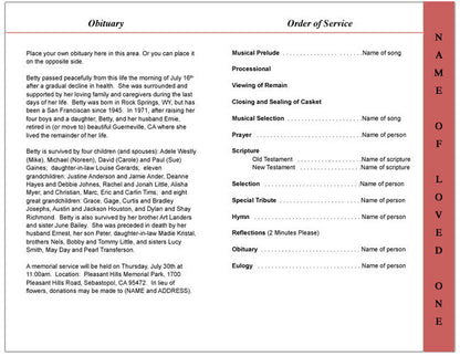 Jasper 4-Sided Graduated Funeral Program Template.