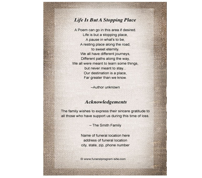 Tiffany 4-Sided Graduated Funeral Program Template.