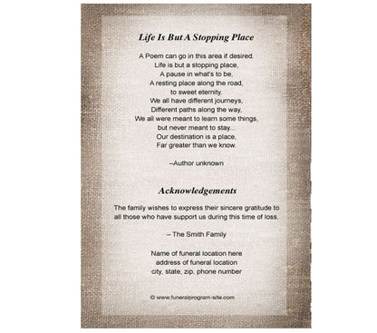 Tiffany 4-Sided Graduated Funeral Program Template.