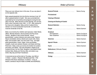 Tiffany 4-Sided Graduated Funeral Program Template.
