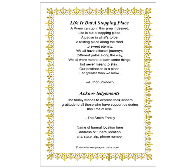 Lexington 4-Sided Graduated Funeral Program Template.