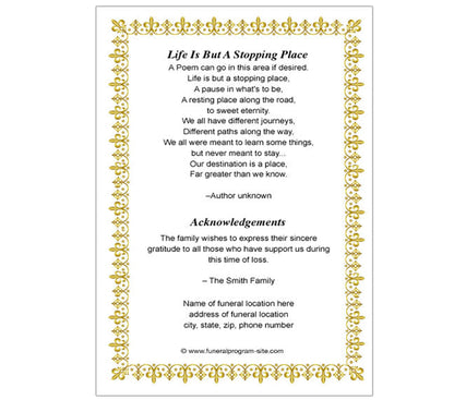 Lexington 4-Sided Graduated Funeral Program Template.
