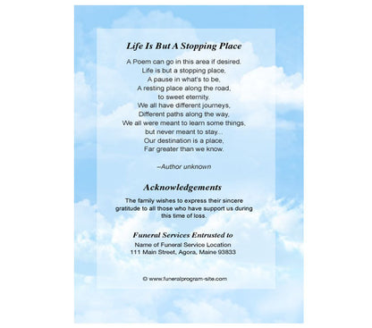 SkyBlue 4-Sided Graduated Funeral Program Template.