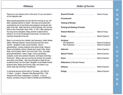 SkyBlue 4-Sided Graduated Funeral Program Template.