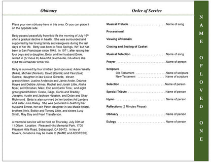Football 4-Sided Graduated Funeral Program Template.