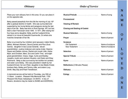 Tennis 4-Sided Graduated Funeral Program Template.