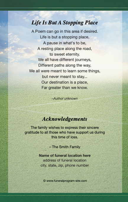 Soccer 4-Sided Graduated Funeral Program Template.