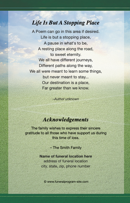 Soccer 4-Sided Graduated Funeral Program Template.