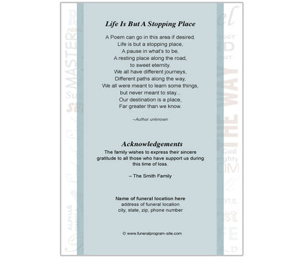 Names 4-Sided Graduated Funeral Program Template.