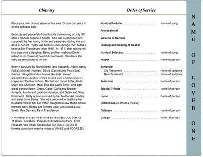 Names 4-Sided Graduated Funeral Program Template.