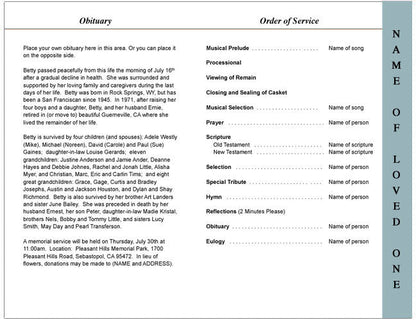 Names 4-Sided Graduated Funeral Program Template.