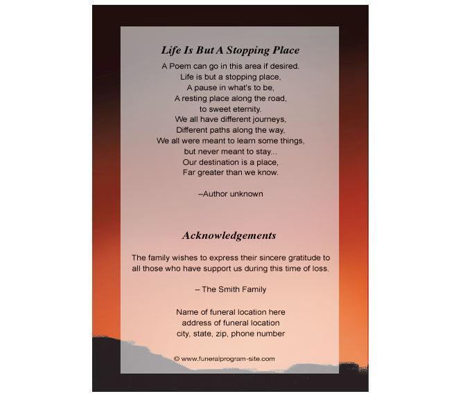 Mustang 4-Sided Graduated Funeral Program Template.