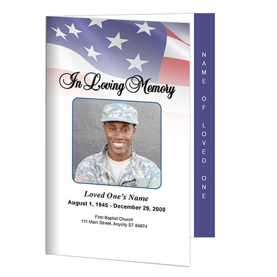 America 4-Sided Graduated Funeral Program Template.