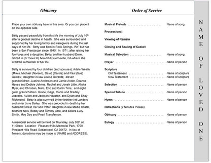 Celebrity 4-Sided Graduated Funeral Program Template.
