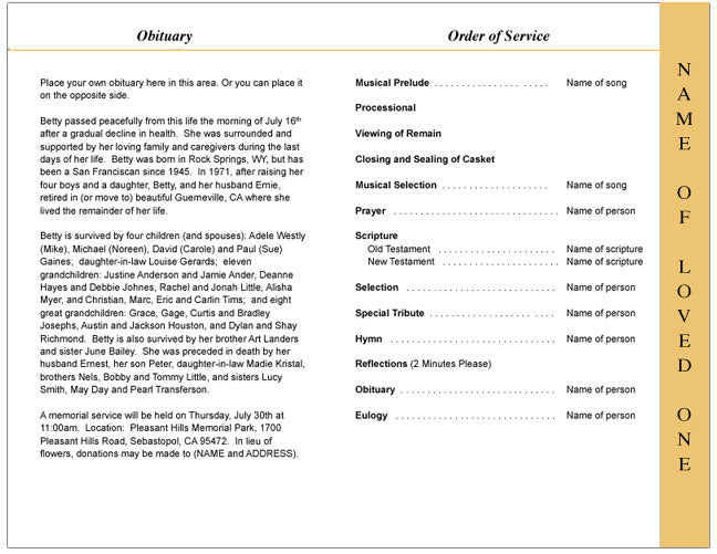 Kingdom 4-Sided Graduated Funeral Program Template.