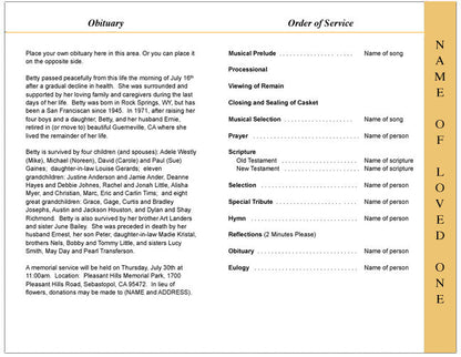 Kingdom 4-Sided Graduated Funeral Program Template.
