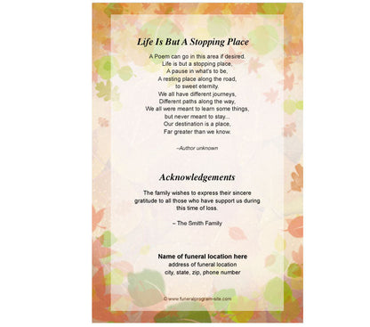 Autumn 4-Sided Graduated Funeral Program Template.
