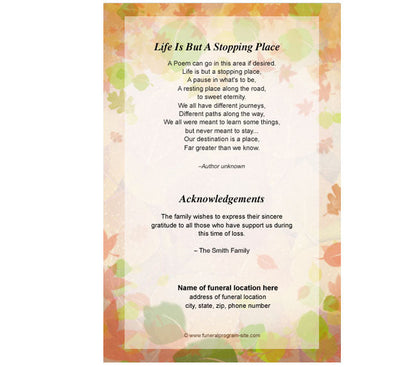 Autumn 4-Sided Graduated Funeral Program Template.