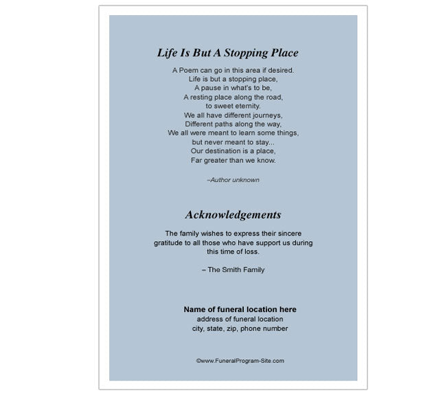 Solitude 4-Sided Graduated Funeral Program Template.
