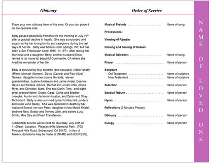 Crochet 4-Sided Graduated Funeral Program Template.