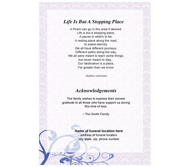 Robin 4-Sided Graduated Funeral Program Template.