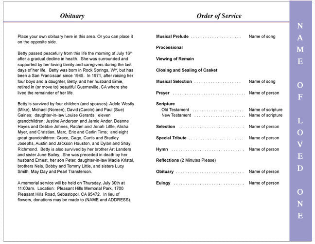 Robin 4-Sided Graduated Funeral Program Template.